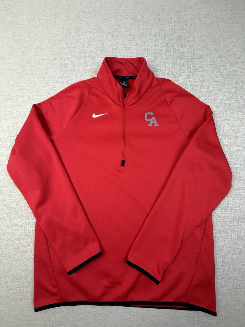 Nike Dri-FIT Men’s Large Red Fleece Quarter Zip Pullover CA Logo